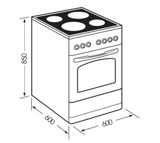 kích thước bếp từ 4 vùng nấu kết hợp lò nướng Kaff KF-IK60850