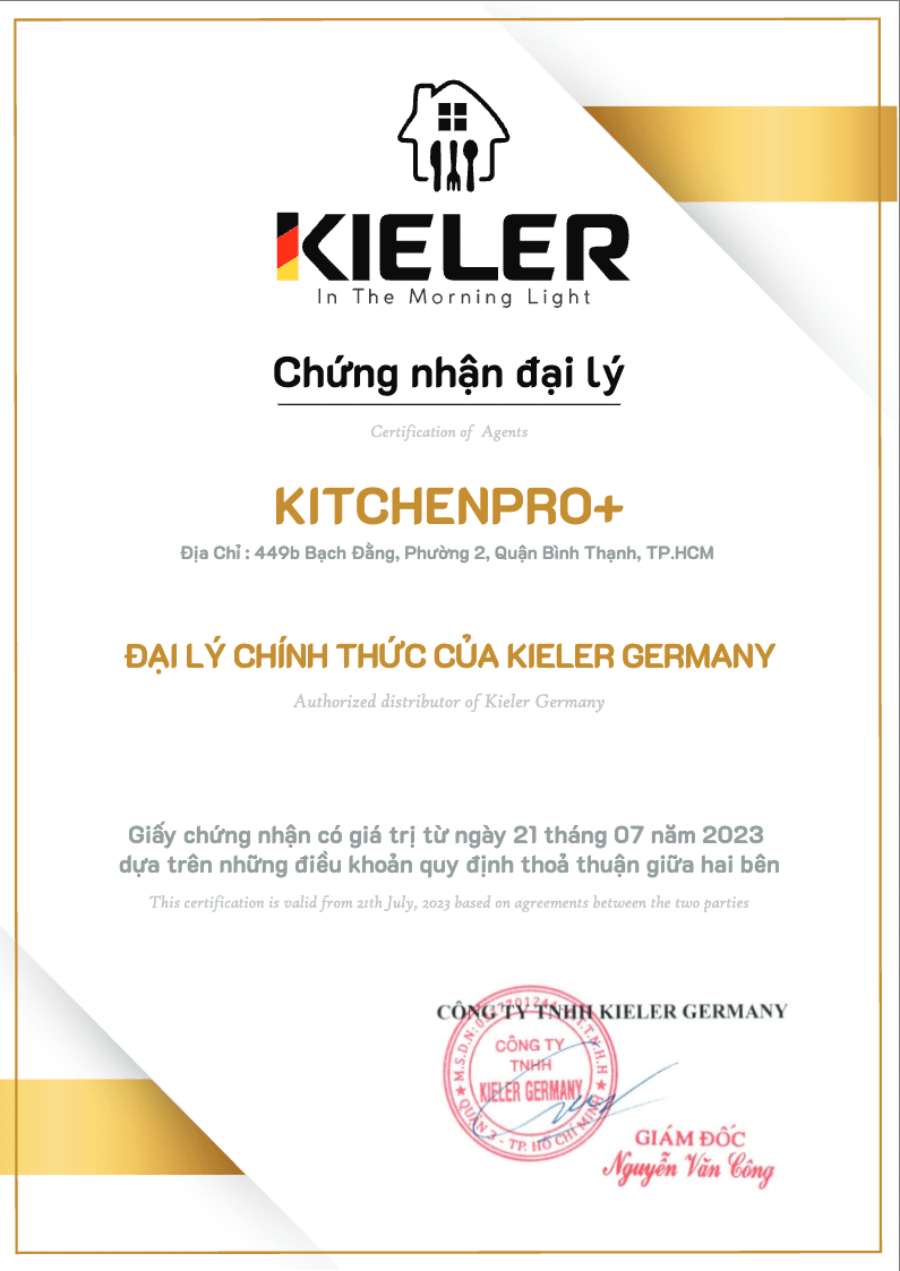 giấy chứng nhận đại lý Kieler