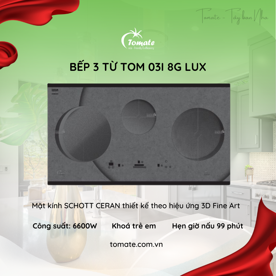 Bếp 3 từ Tomate TOM 03I-8G LUX