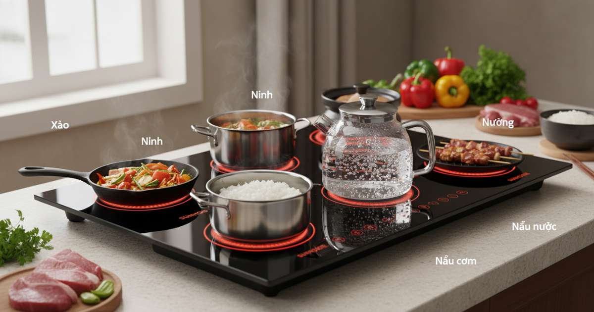 Các chế độ nấu nướng đa dạng khi dùng bếp hồng ngoại Sunhouse
