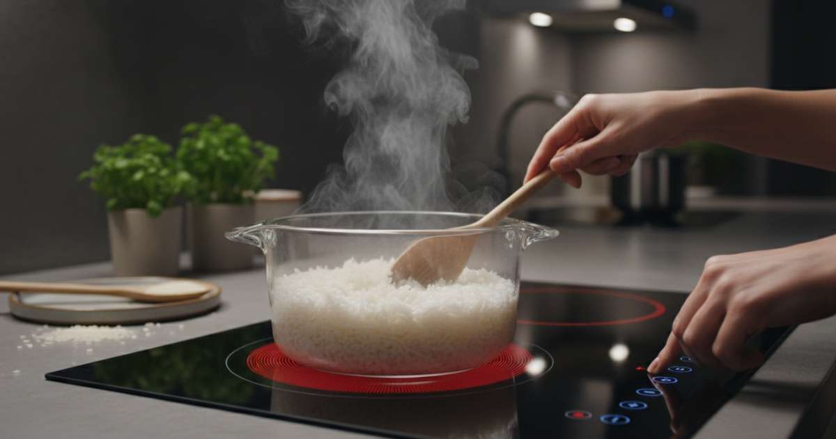 Chuẩn bị dụng cụ và nguyên liệu để nấu cơm bằng bếp hồng ngoại