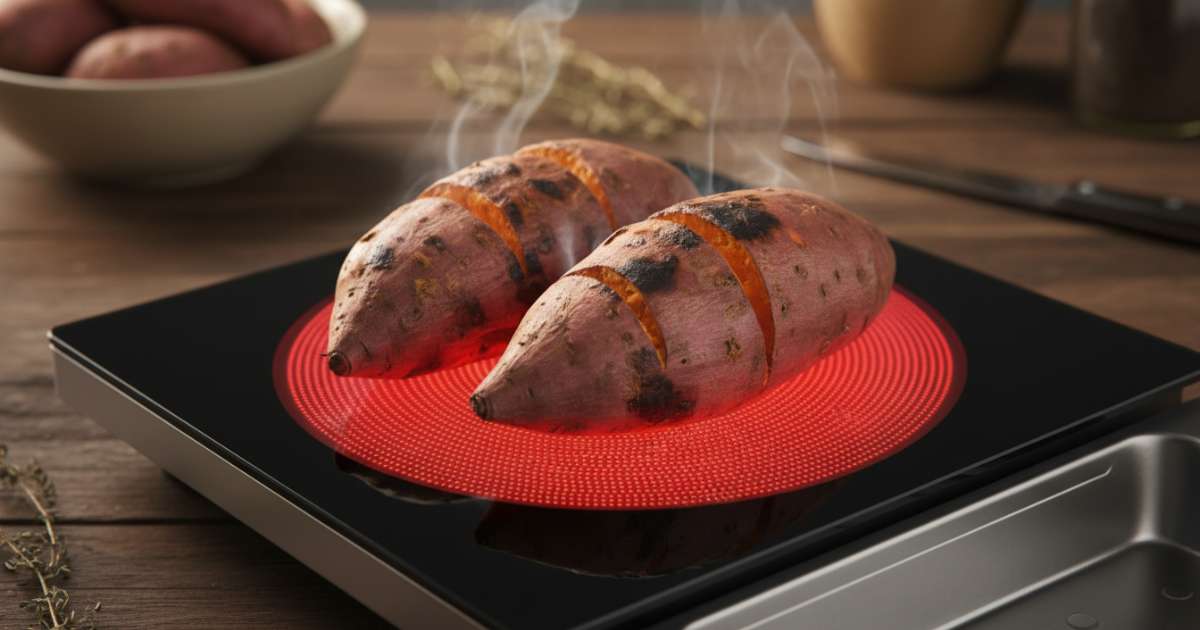 Chuẩn bị nguyên liệu và dụng cụ nướng khoai bằng bếp hồng ngoại
