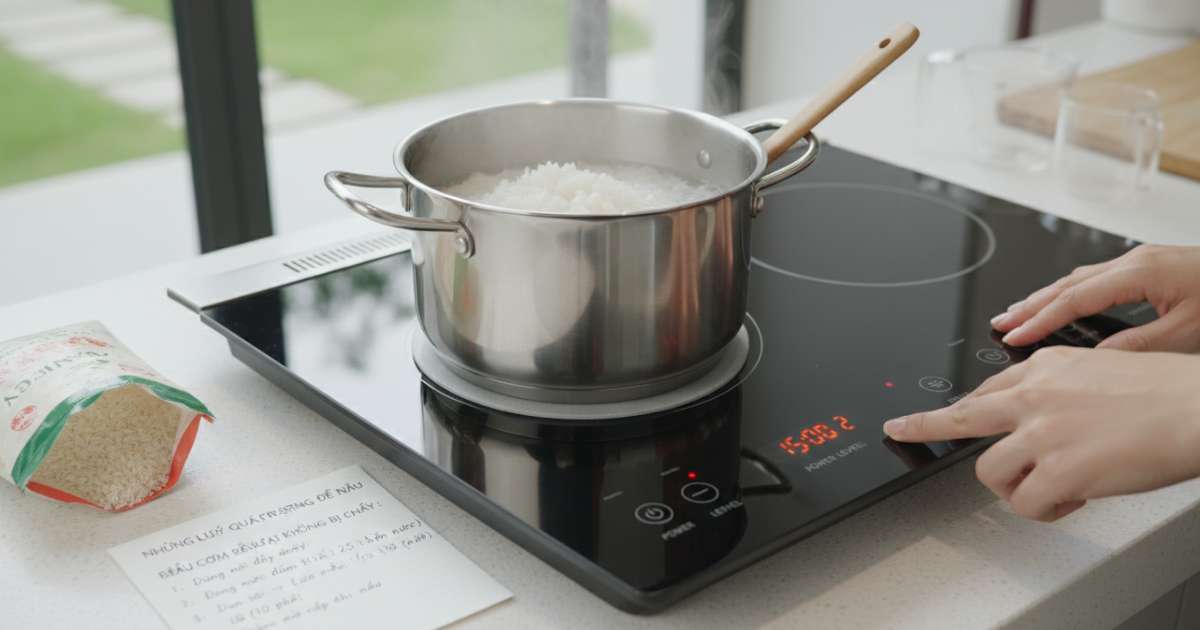 Những lưu ý quan trọng để nấu cơm bằng bếp hồng ngoại không bị cháy