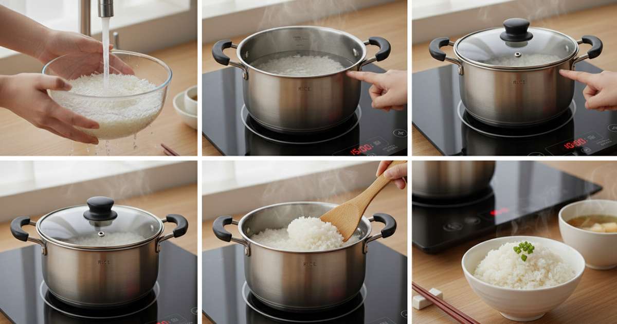 Quy trình chi tiết các bước nấu cơm bằng bếp điện hồng ngoại